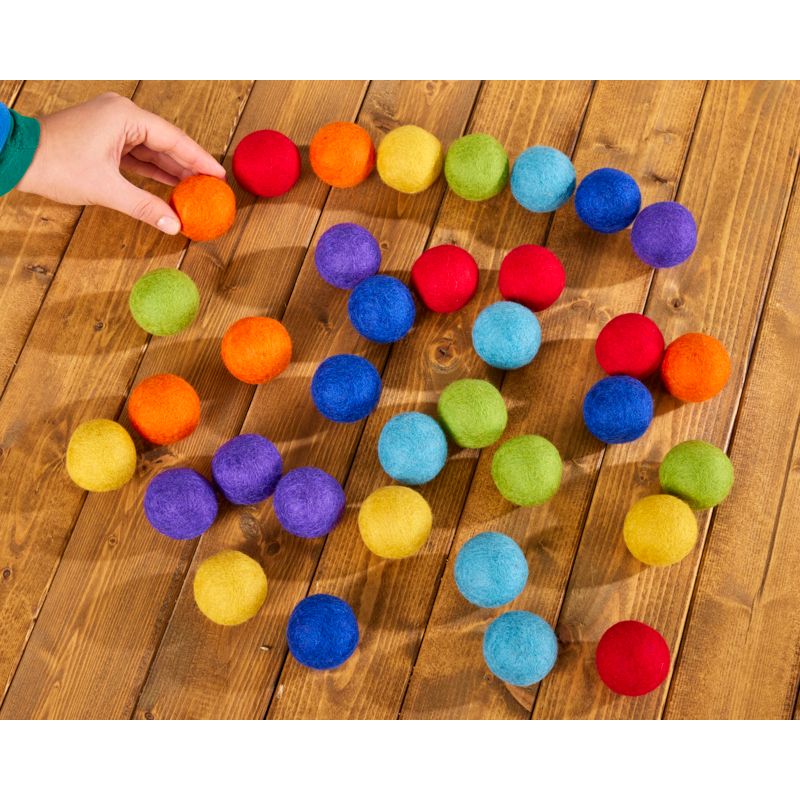 Large Pom Pom Rainbow Felt Balls 35Pk