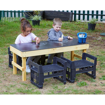 Slim H Crate Kreidetisch + 4 Holzkratten