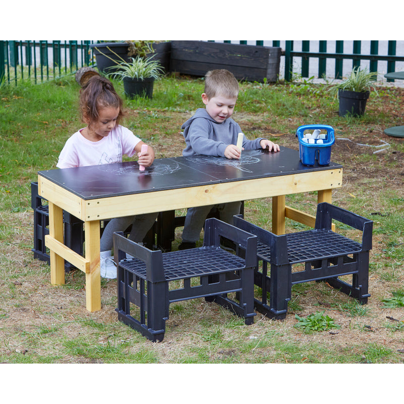 Slim H Crate Kreidetisch + 4 Holzkratten