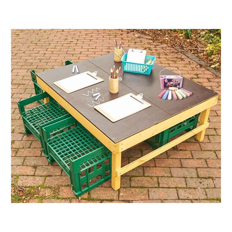 Windmühle H Kiste Kreide Tisch + H Kiste Sitze (Tisch & 4 Stühle)