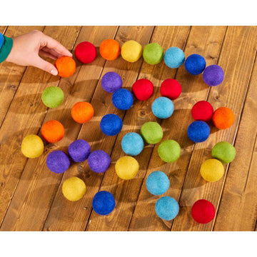 Large Pom Pom Rainbow Felt Balls 35Pk